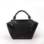 Black crossbody bag with mock croc detail