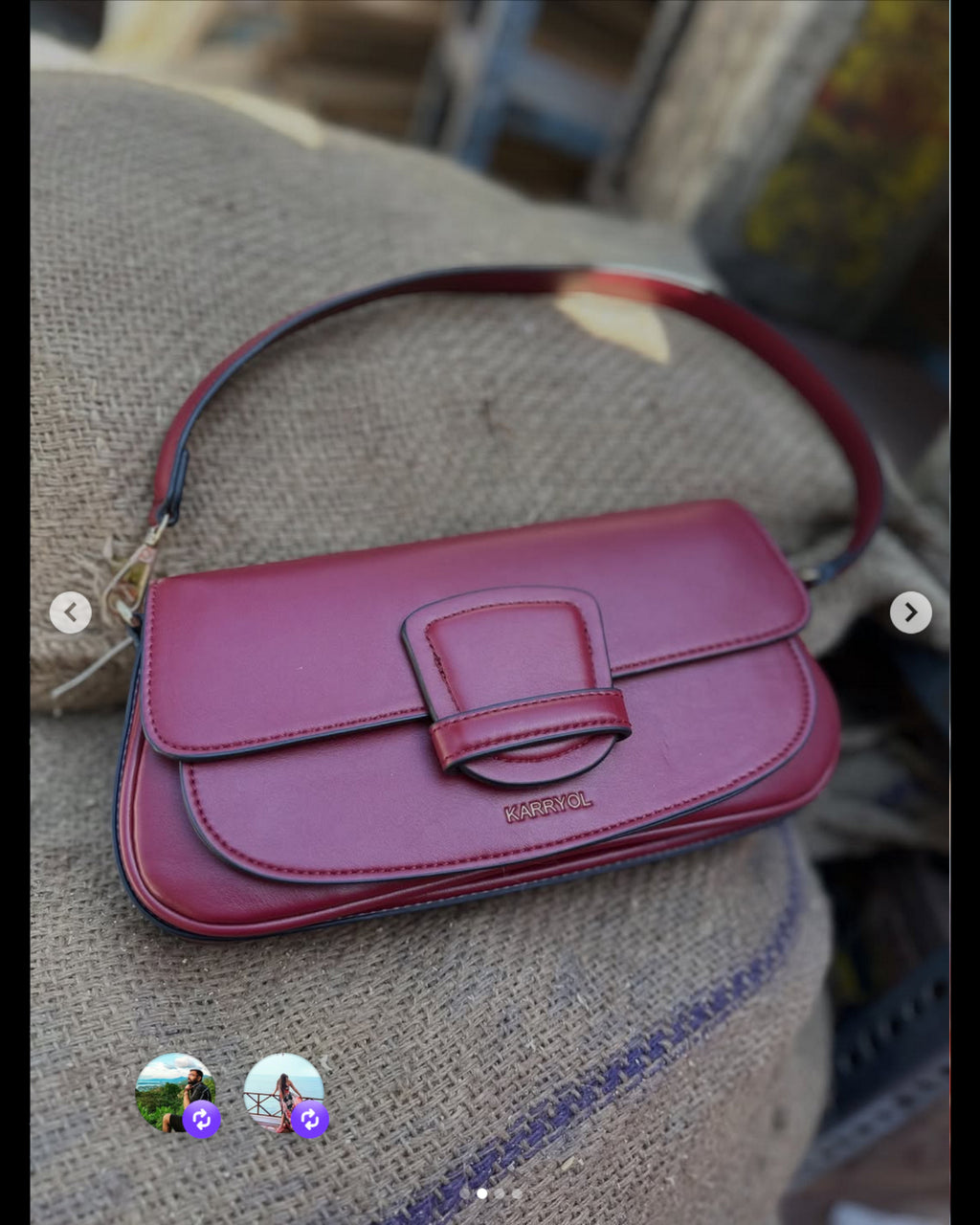 Emelie Baguette bag & Crossbody bag - Wine