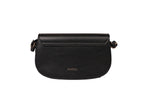 Karryol Bella black leather crossbody bag with gold-tone hardware and adjustable strap. Perfect for daily use.